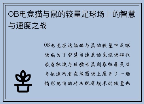 OB电竞猫与鼠的较量足球场上的智慧与速度之战